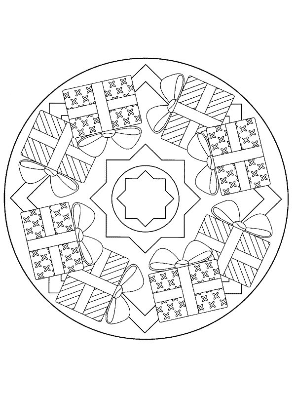 Kidsnfun Kleurplaat Mandala Kerstmis Kerstmis Mandala cadeautjes